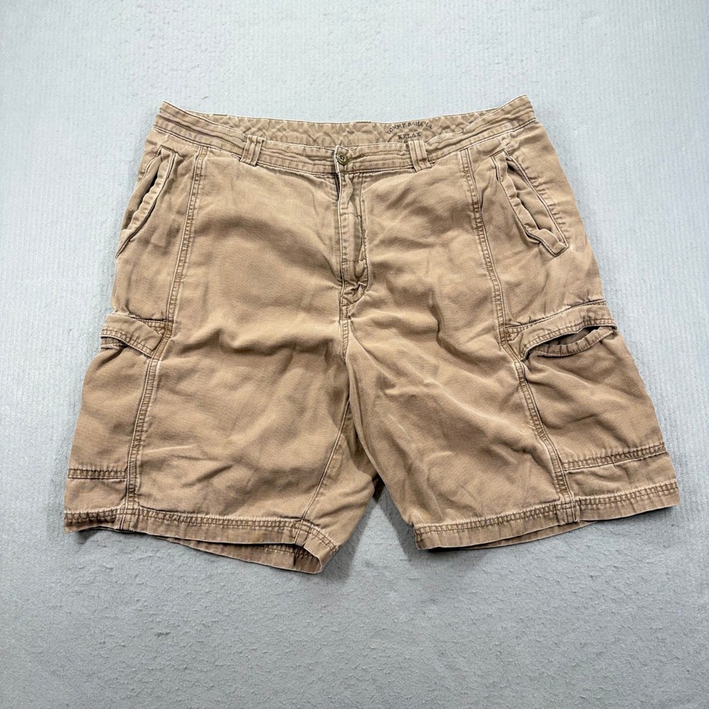 Tommy Bahama Relax Cargo Shorts Mens 38 Tan Khaki Tencel Cotton Blend Casual